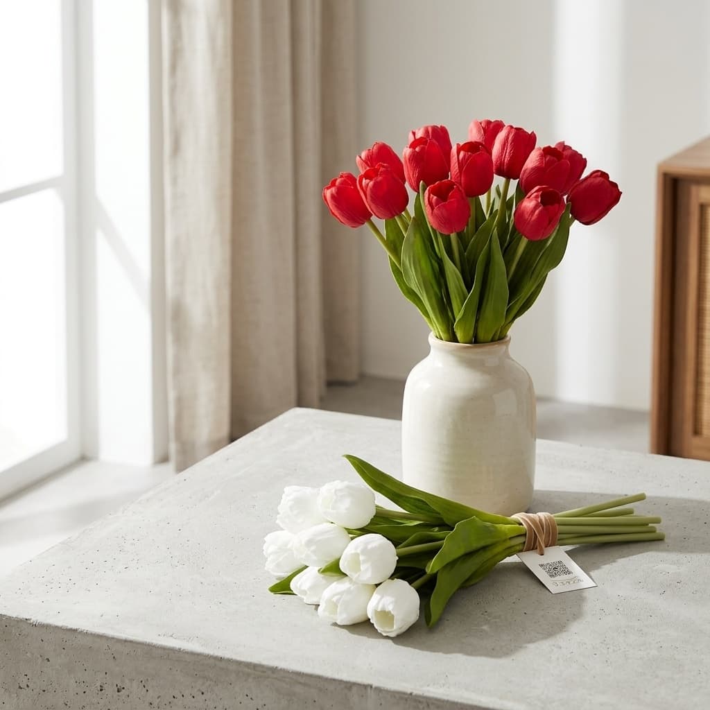 7-Stem Tulip Bunch (Red/White)