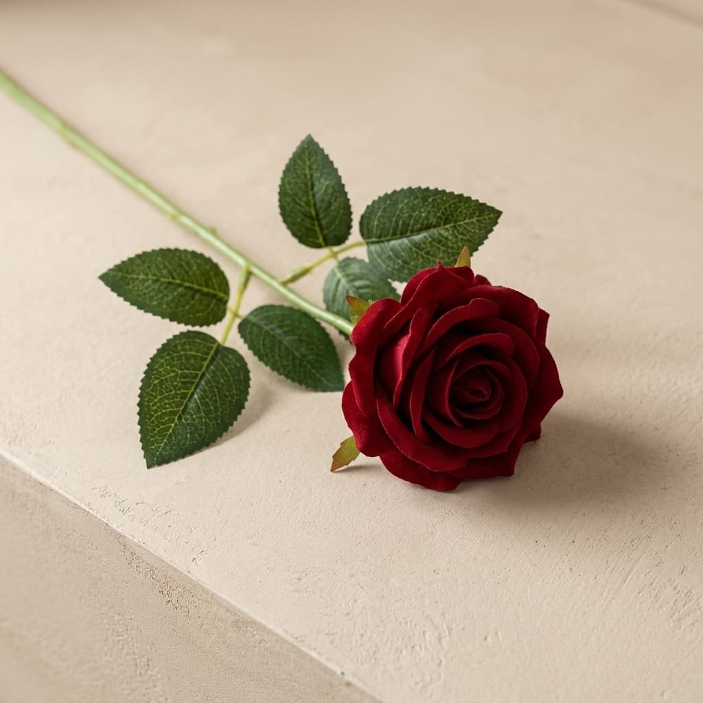 Single Pearl Velvet Rose Small (Red)