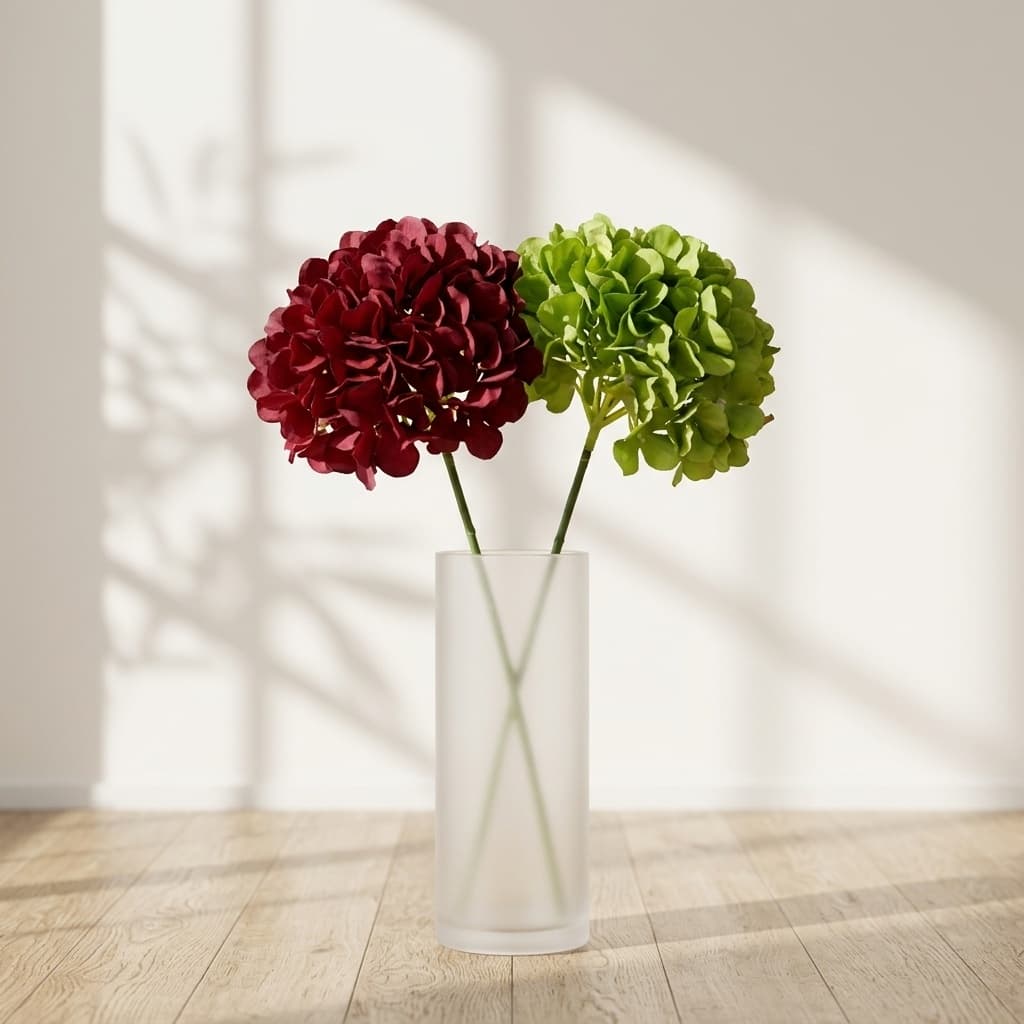 Hydrangea 90cm (Red/Green)